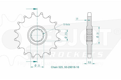Sprockets Front (29018 - 16T) - Esjot