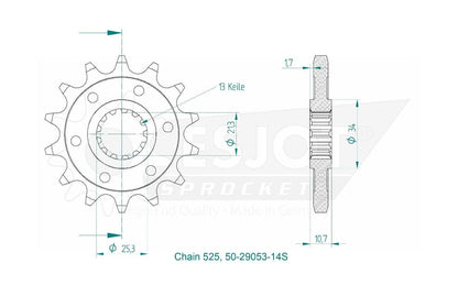 Sprockets Front (29053-14T) - Esjot (Sports)