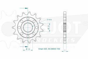 Sprockets Front (29055-15T) - Esjot