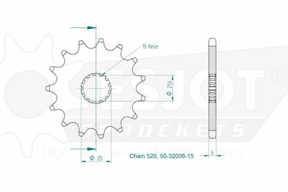 Sprockets Front (32006-15T) - Esjot