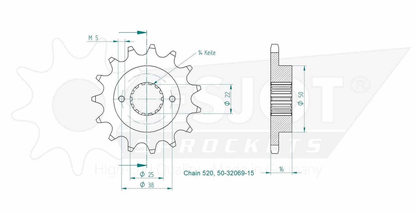 Sprockets Front (50-32069-15T) - Esjot (Sports)