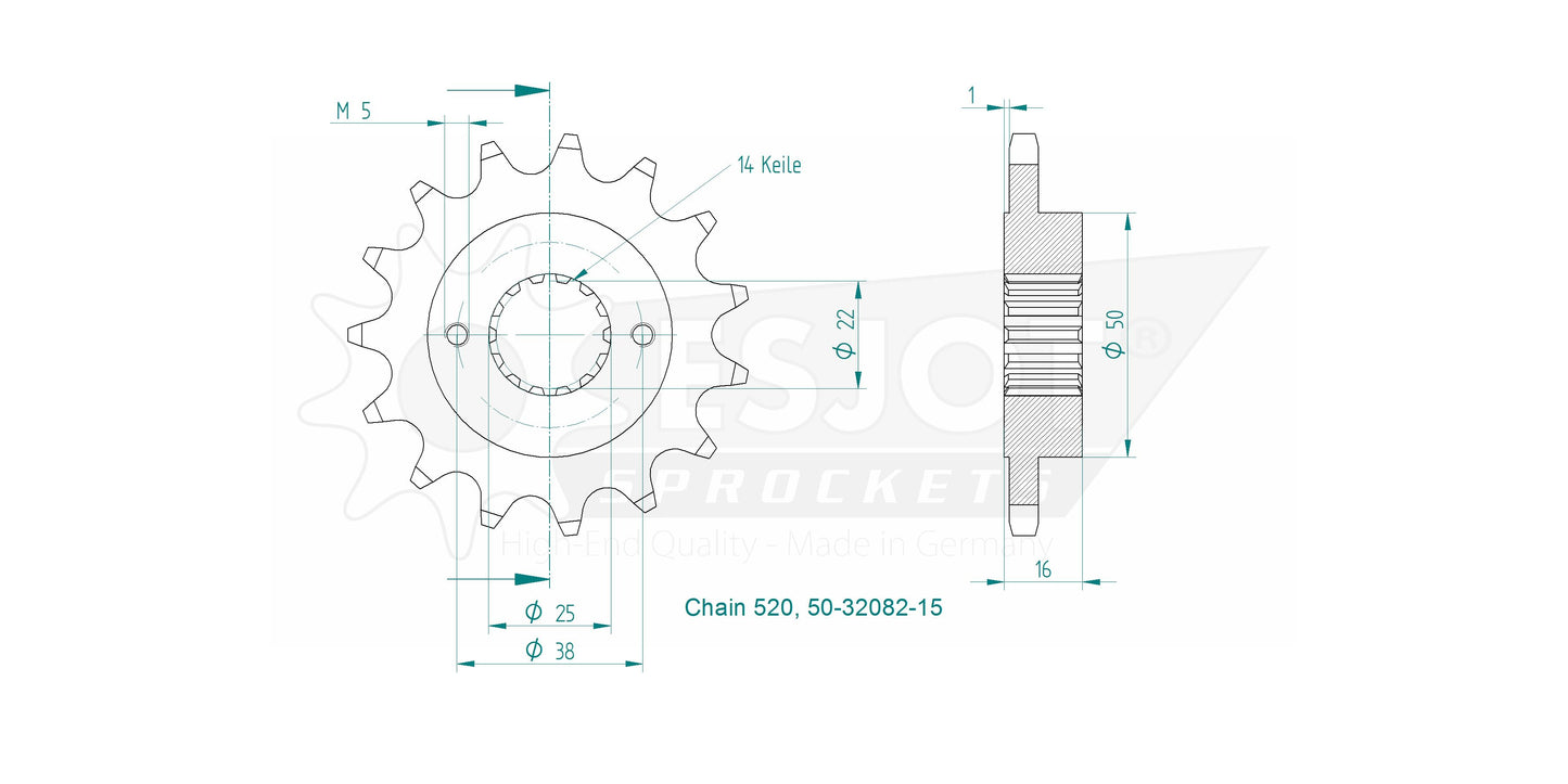 Sprockets Front (32082-15T) - Esjot