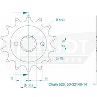 Sprockets Front (32148-14T) - Esjot