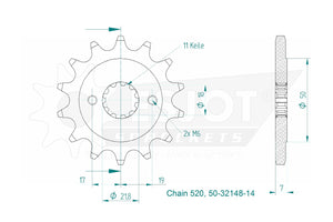 Sprockets Front (32148-14T) - Esjot