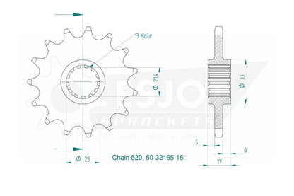 Sprockets Front (32165-15T) - Esjot (Sports)