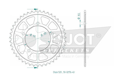 Sprockets Rear (32176 - 43T) - Esjot