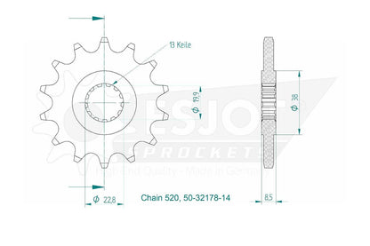 Sprockets Front (32178-14T) - Esjot