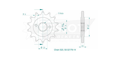 Sprockets Front (32179-14T) - Esjot