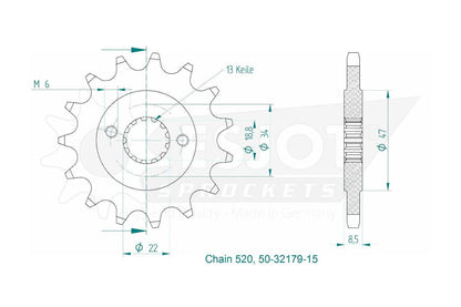 Sprockets Front (32179-15T) - Esjot