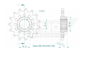 Sprockets Front (32181-15T) - Esjot (Sports)