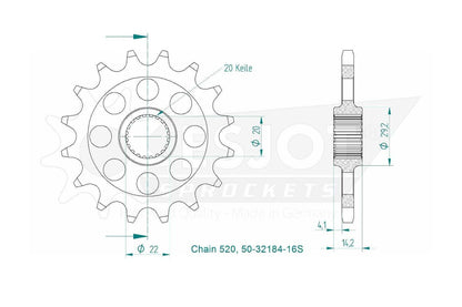 Sprockets Front (32184-16T) - Esjot (Sports)
