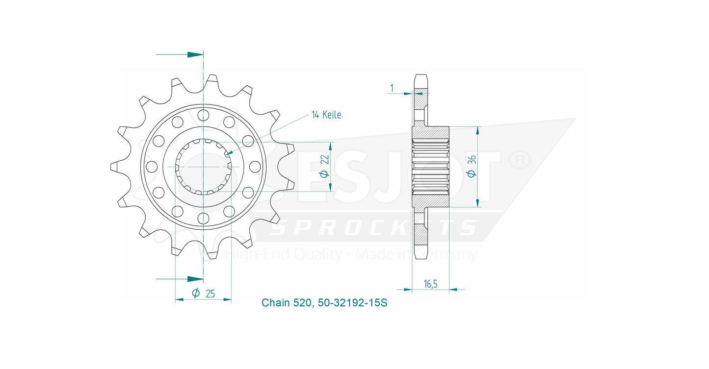 Sprockets Front (32912-15T) - Esjot (Sports)