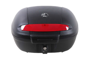 Journey Top case 49L by Hepco Becker, durable ABS plastic, black, 49-liter capacity, rear latch.