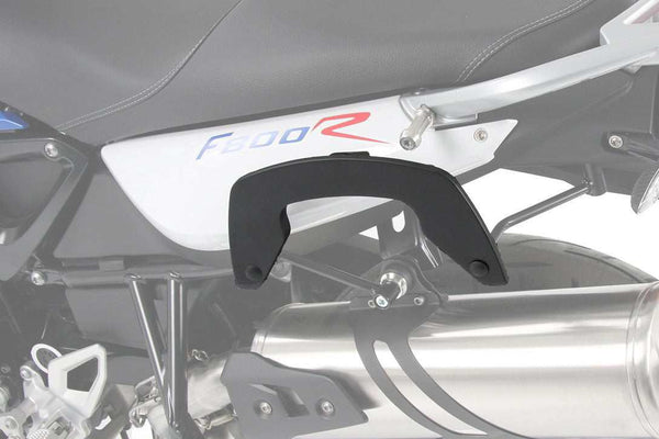 BMW F800 R sidecases carrier C-Bow for soft bags, sturdy aluminum and steel construction.