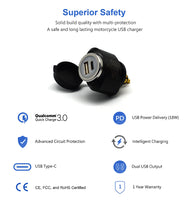 DIN (Hella) to 36W PD USB-C + QC 3.0 (MINI)

