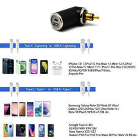 DIN (Hella) to 36W PD USB-C + QC 3.0 (ANGLED)