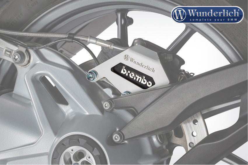 BMW rear brake caliper guard made of billet aluminum, offering enhanced protection and visual appeal.