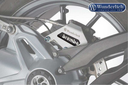 BMW rear brake caliper guard made of billet aluminum, offering enhanced protection and visual appeal.