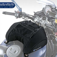 BMW S1000RR Tank Bag - 5L Sports Bag in black securely attached to motorcycle tank, featuring ergonomic design and durable materials.