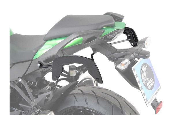 Kawasaki Ninja 1000 C-Bow Carrier with sidecase mounts by Hepco Becker, sleek design for luggage attachment.