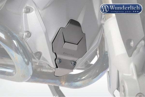 BMW R Series engine housing protector mounted on motorcycle.