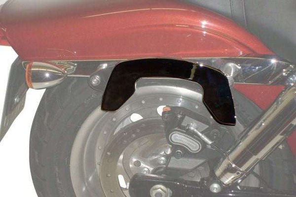 Harley-Davidson Fat Bob C-Bow sidecases carrier attached to rear of motorcycle.