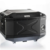 45L Xplorer top case by Hepco Becker with aluminum and impact-resistant plastic, fits Aluracks/Easy racks.