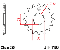 Sprockets Front (1183 - 18T) - JT ( 525 Pitch)

