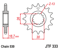 Sprockets Front (333 - 16T) - JT
