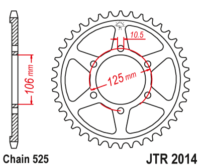 Sprockets Rear (2014 - 47T) - JT
