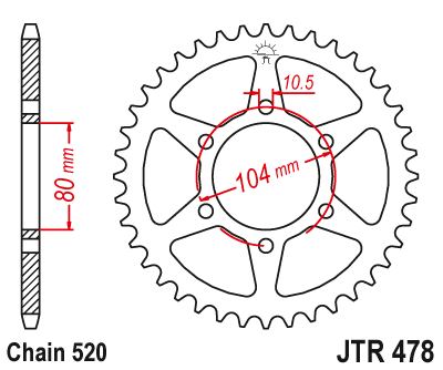 Sprockets Rear (478 - 46T) - JT