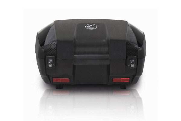 Top case Junior Flash 55L with aerodynamic design and high impact plastic, fits two helmets, waterproof.