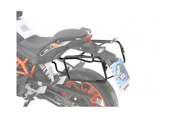 KTM 390 Duke with Hepco Becker sidecases carrier mounted.