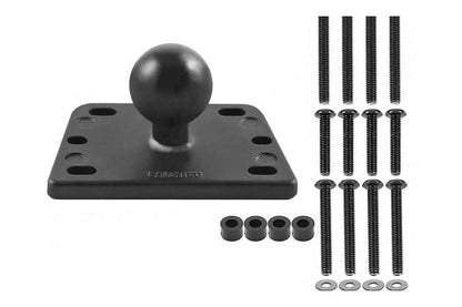 RAM motorcycle brake clutch reservoir cover base with 25mm ball, hardware included.