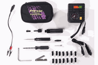SNG Compressor & Tire Plugger Tubeless Puncture Pilot Combo kit with tools and accessories for motorcycles, scooters, and ATVs repair.
