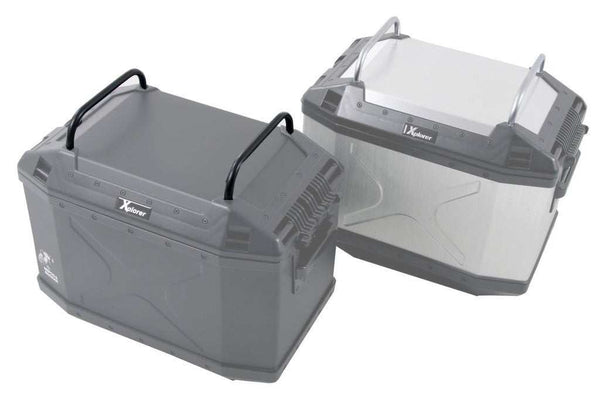 Sidecases railing for Xplorer Series by Hepco & Becker, ideal for strapping luggage.