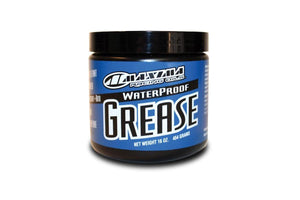Waterproof Grease container with blue label, 16 oz, by Maxima Racing Oils.