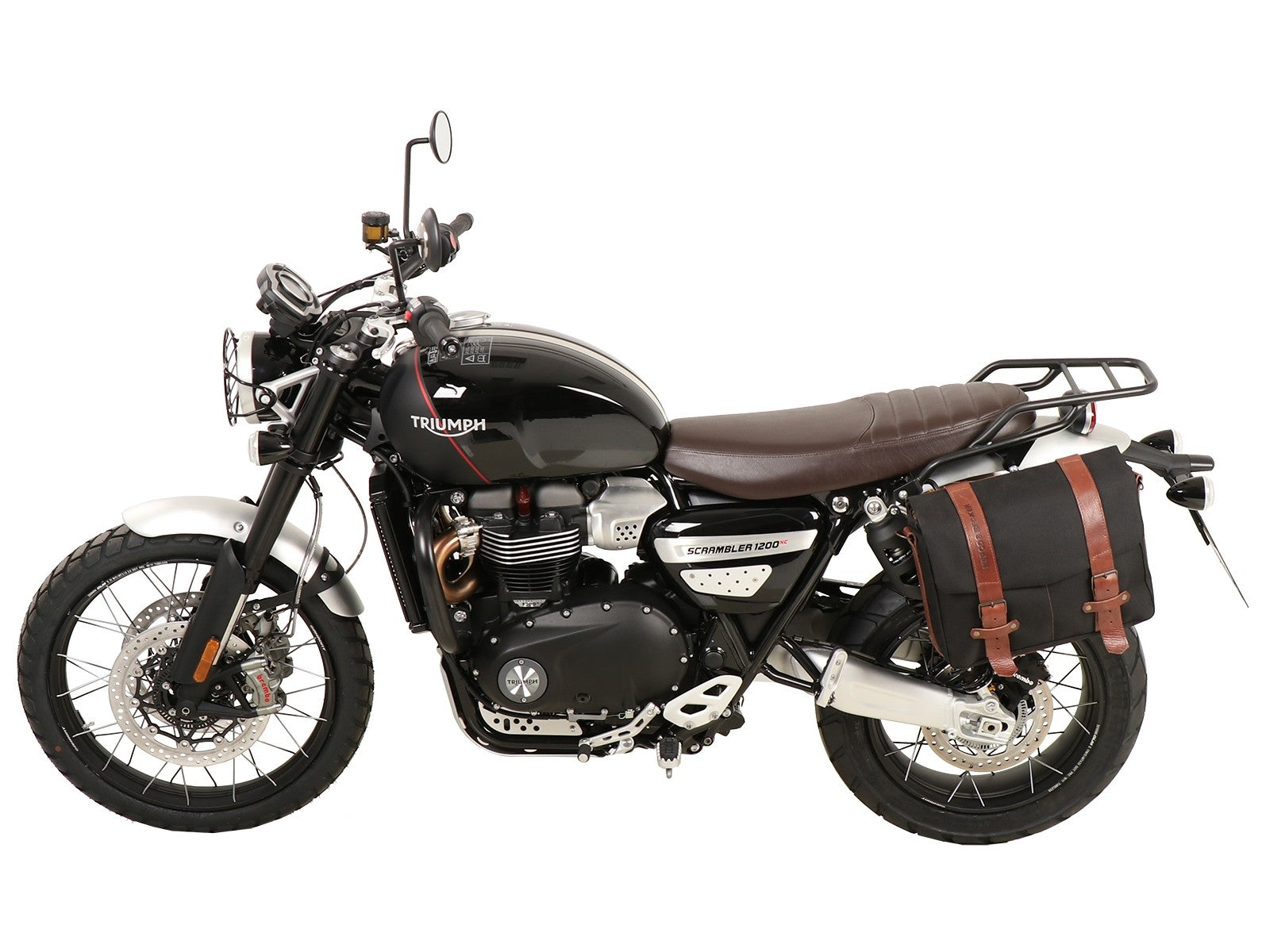 Triumph Scrambler 1200 XE  / XC Carrier - Sidecases 'C-Bow' (Left Side, Black).