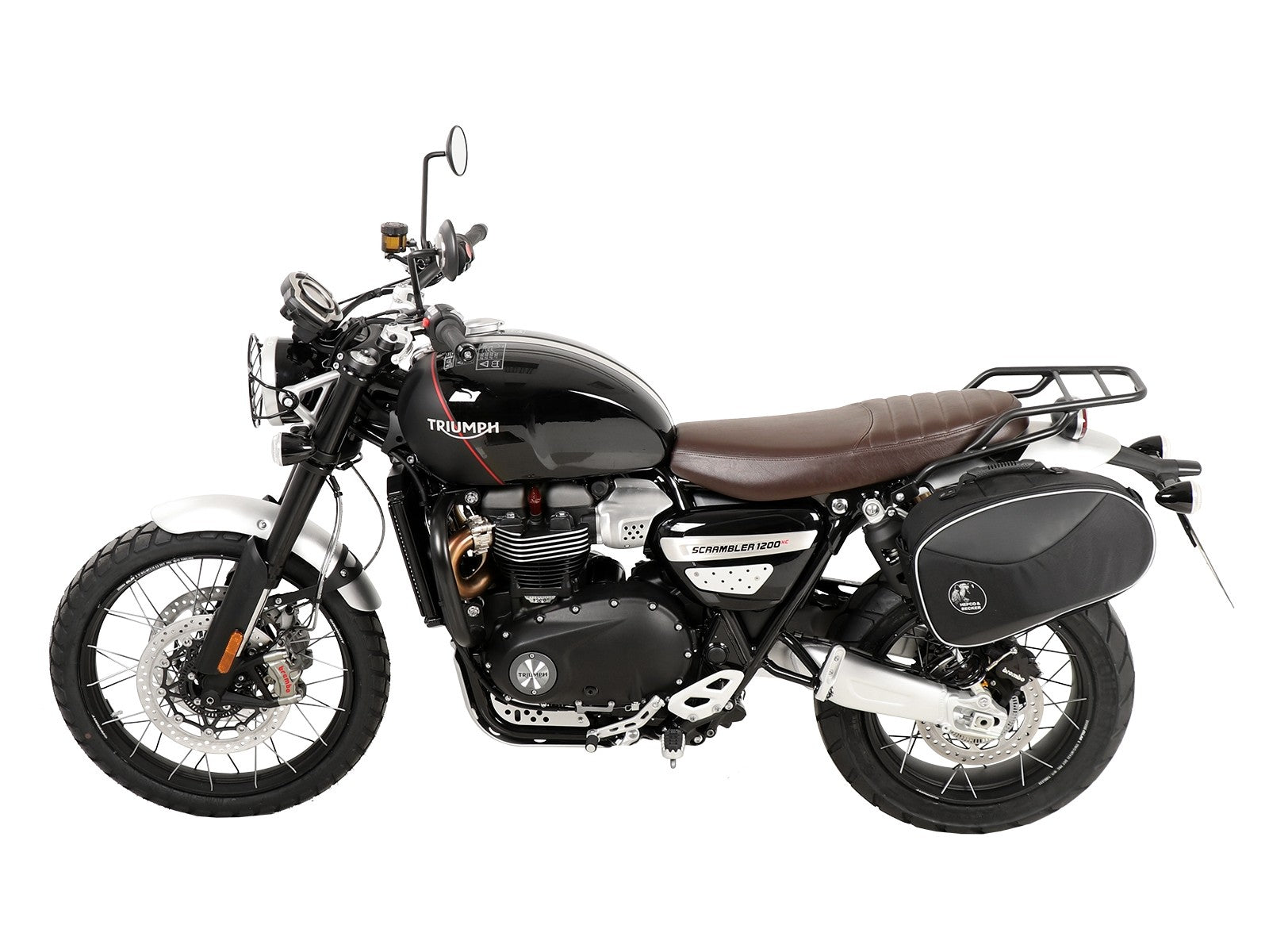 Triumph Scrambler 1200 XE  / XC Carrier - Sidecases 'C-Bow' (Left Side, Black).