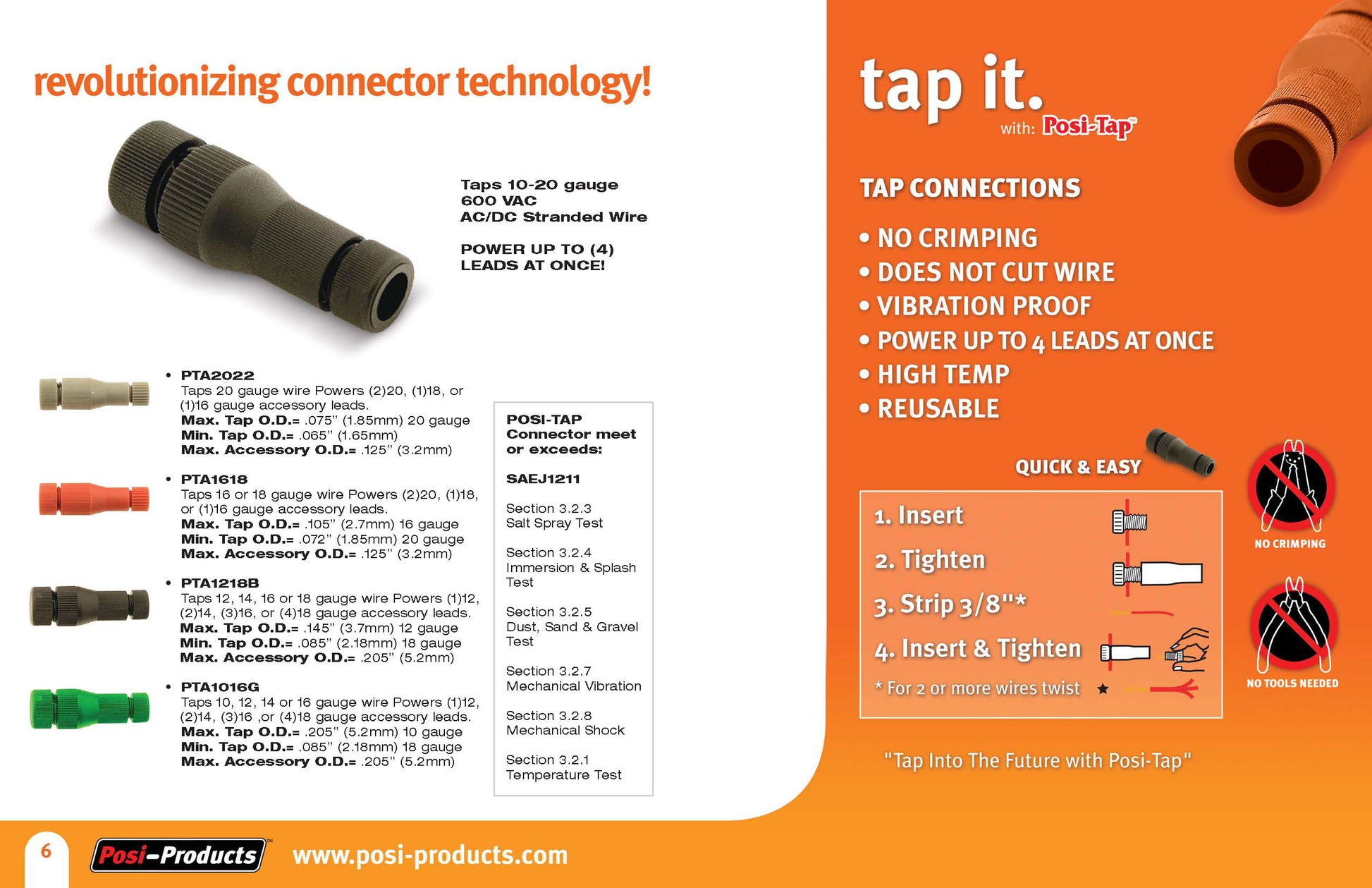 Conectores Posi-Tap, Calibre de alabre 20–22, paquete de 20 Conectores Posi-Tap, Calibre de alabre 20–22, paquete de 20