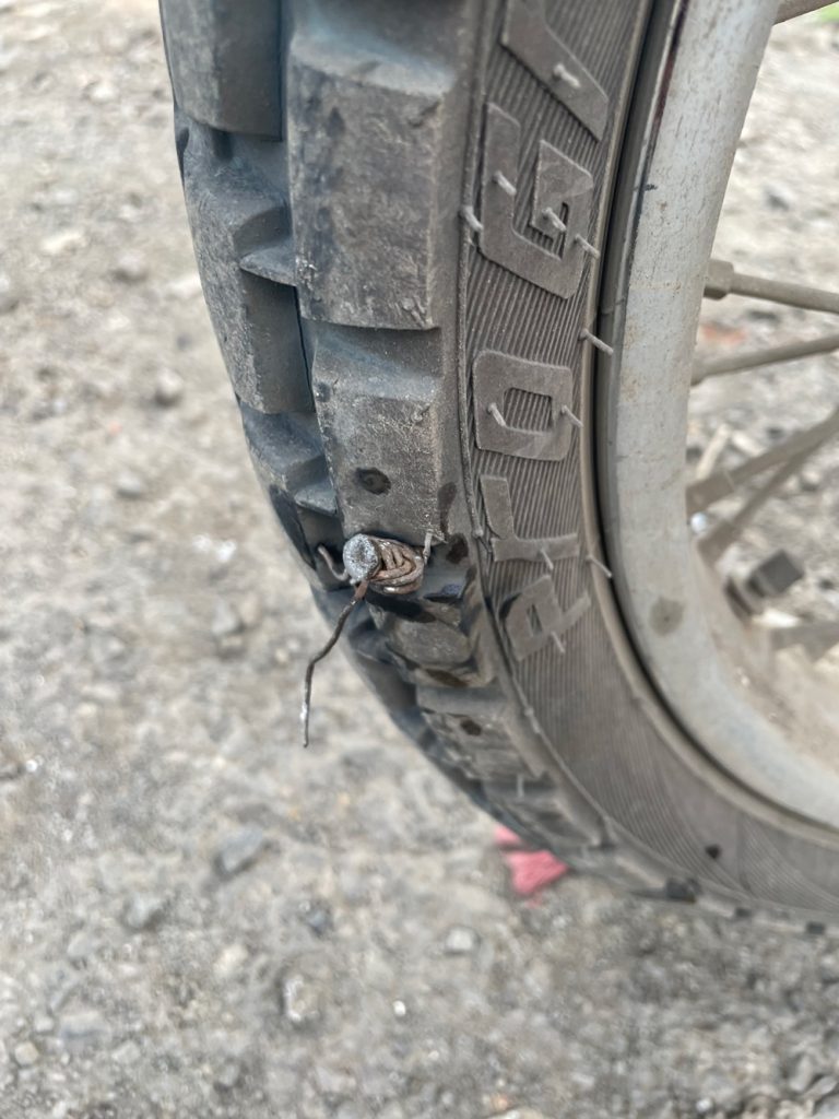punctured tyre